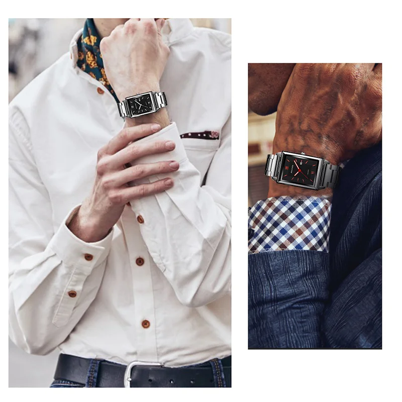 Fashion Men's Calendar Date Sport Casual Leather Wristwatch Luxury Business Stainless Steel Quartz Watch for Man montre homme 6