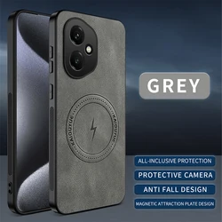 Luxury Leather Magnetic Matte Phone Case - Premium Business Style Back Cover for Honor 600 Lite (Grey)