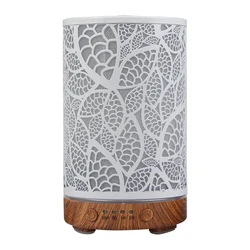 Aromatic Ultrasonic Diffuser with LED Lights and Timer Function - 100ml Capacity - EU (D - deep wood grain)
