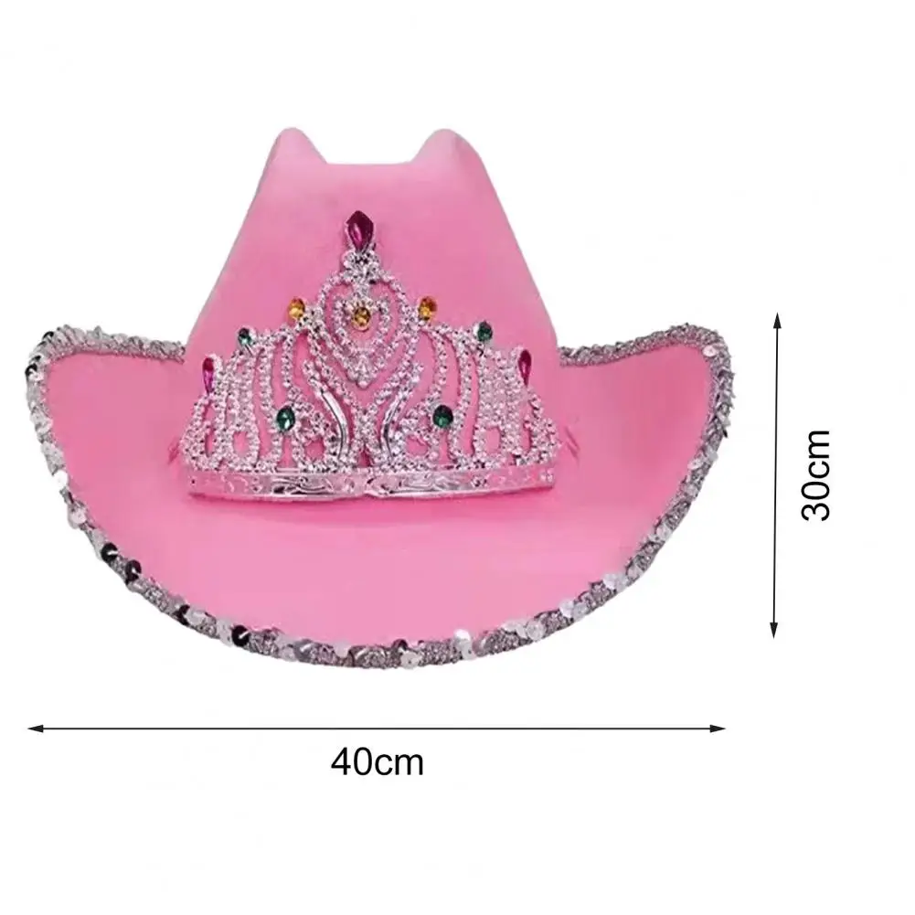Cowgirl Hat Popular Feathered Edge Cowboy Hat Felt Cowboy Western Style Pink Cap for Holiday
