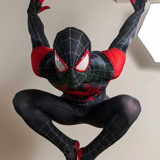 New Spider-man Miles Morales Jumpsuit Spiderman Cosplay Costume Suit  Halloween A