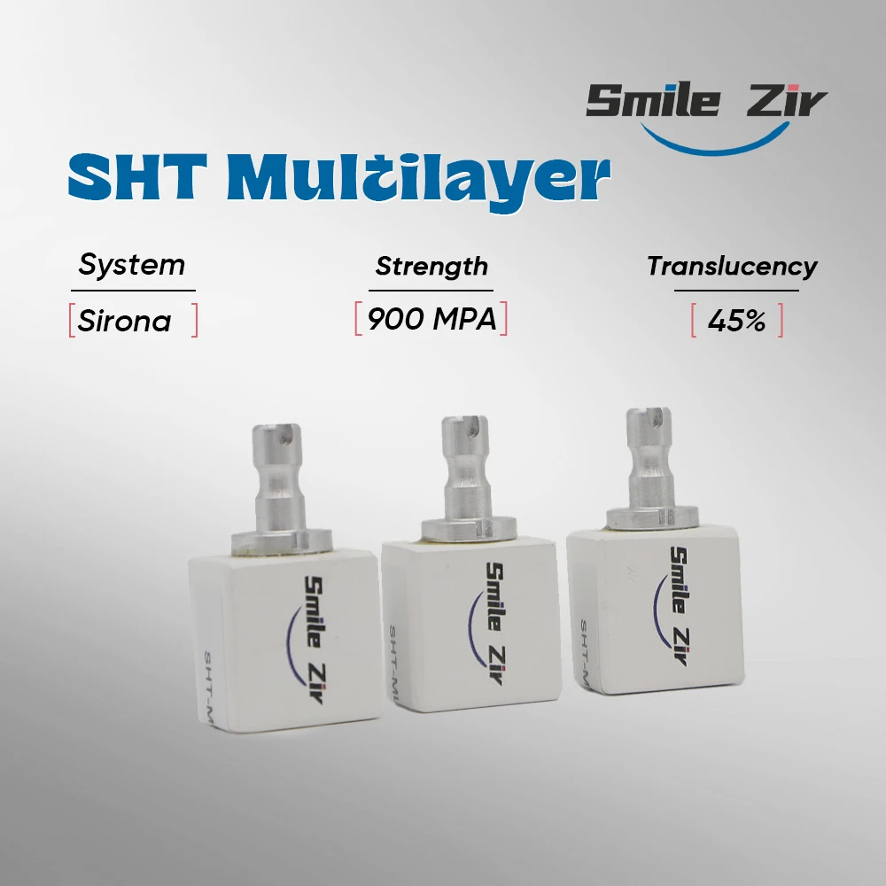 

Sirona Cerec SHT Multilayer Milling Zirconia Block 5 Pieces 45% Vita16 Translucency Sirona System Dental CADCAM Zirconia Blocks