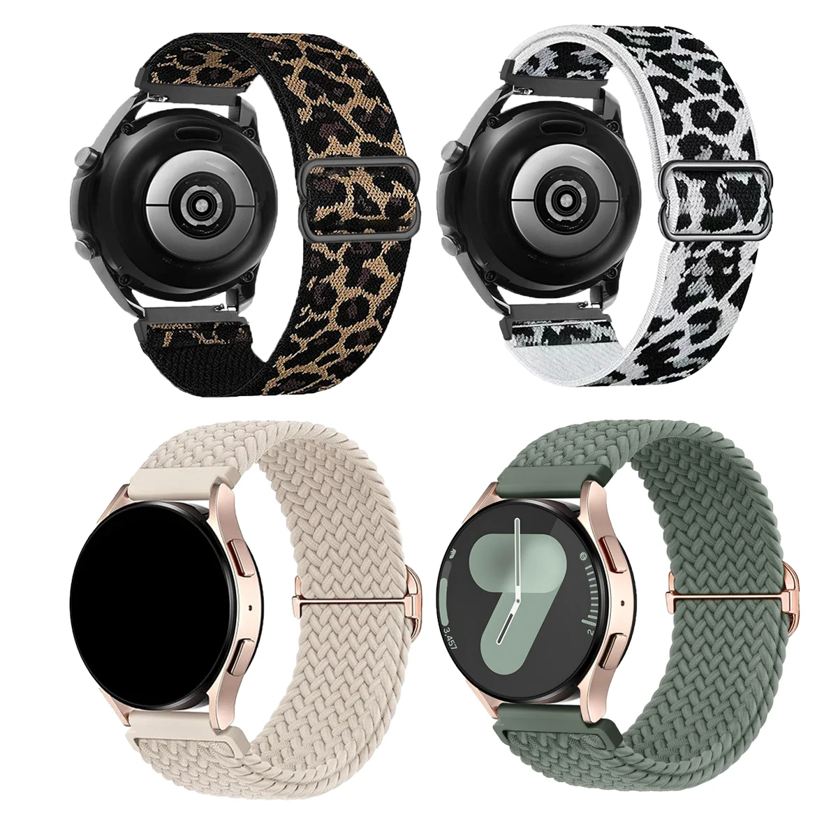 Versatile Nylon Braided Elastic Watch Strap - 4 Pack (18/20/22mm)