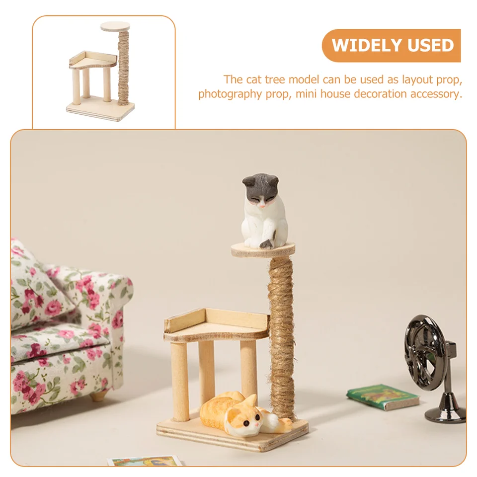 Miniature Creative Mini Wooden Cat Tree Model Pet Products