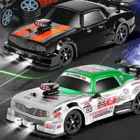 1/16 2.4G 4WD Drift RC Car Spray LED Light High Speed Remote Control Car Models Toys for Boy Kids Children Gifts 2