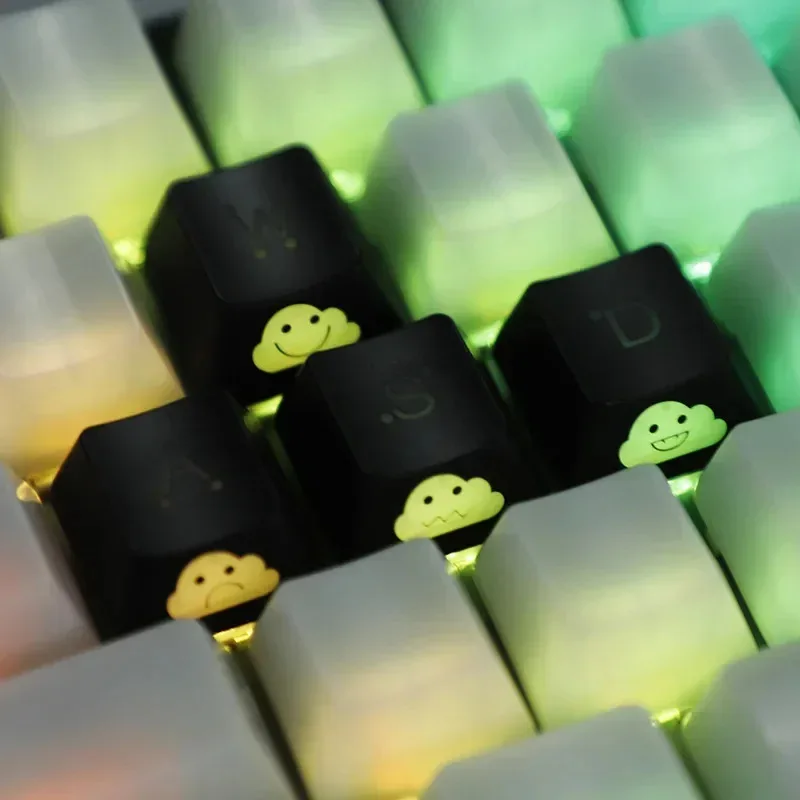 2026 Replace keycaps Cute Emo Keycap Set WASD Arrow Broadside Lighting Key Cap for Mechanical Keyboard Compatible with MX Switch