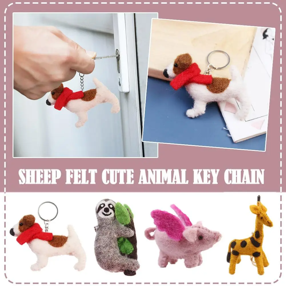 

New Wool Felt Cute Animal Chain Felt Poke And Poke Handmade Craft Needlecraft Kit Diy Pendant Needle Felting Felt Wool C7q0