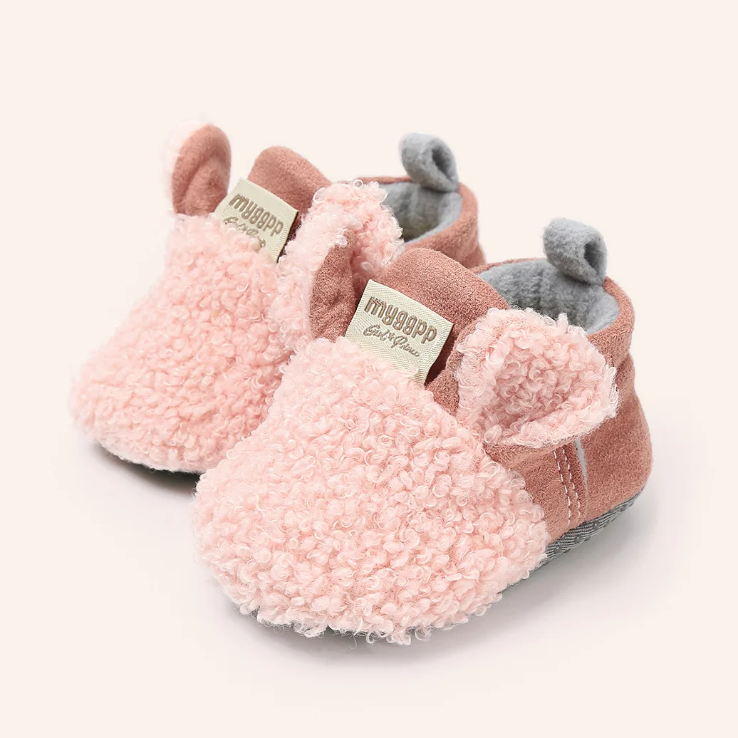 0-18M Infant Baby Boys Girls Slippers Cozy Fleece Booties Soft Bottom Warm Cartoon Socks Crib Shoes