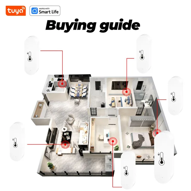 Tuya WiFi Temperature and Humidity Sensor Indoor Humidity Sensor Battery Powered APP Monitoring For Alexa Google Home Voice 6