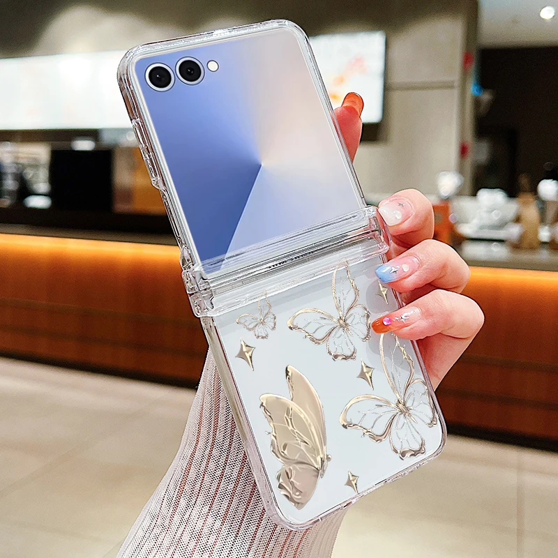 Butterfly Pattern Transparent Hard PC Folding Cover