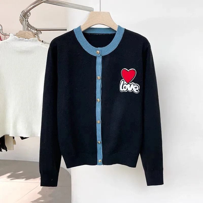 

Y2K Women Sweater Cardigans Spring Love Cashmere Sweater Coat Chic Korean style Casual Cardigans Roupa Jacket sueters mujer