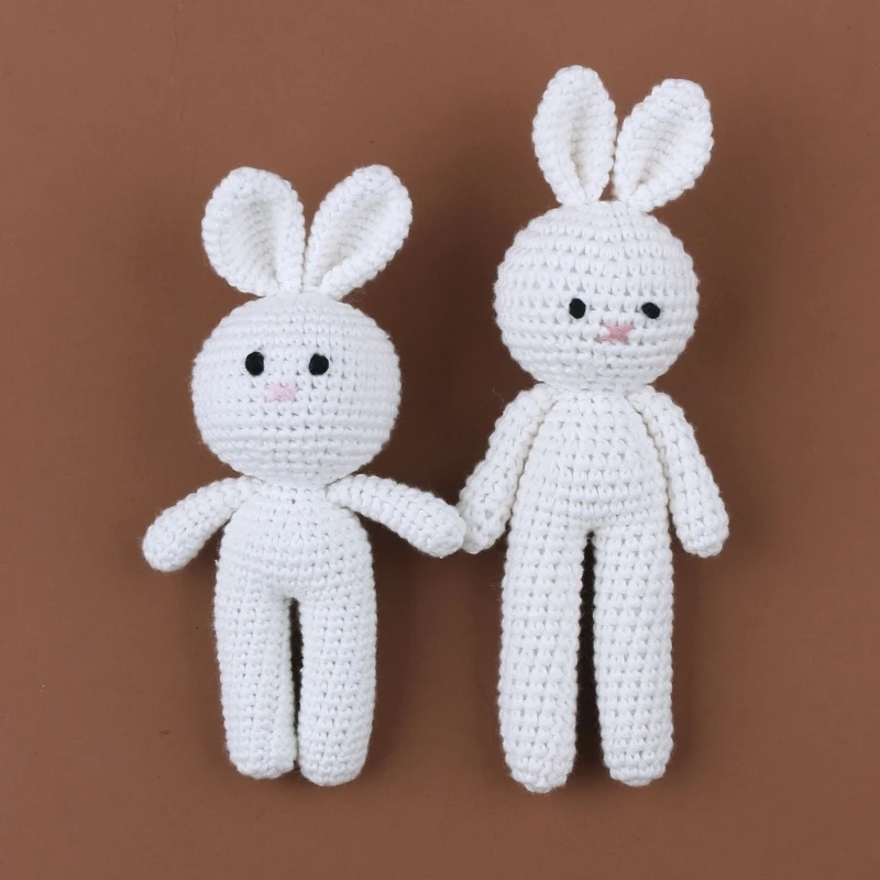 Cotton Crochet Baby Stuffed Rabbit Toy kawaii Handmade Bunny Plush Toys Newborn Handhold Sleeping Doll Kid Early Educational Toy
