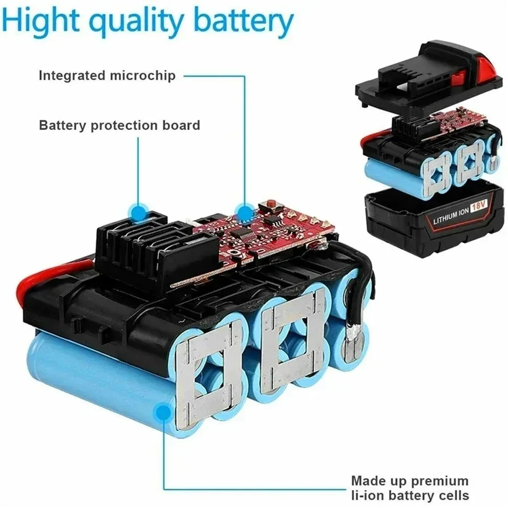 18V 12.0Ah Replacement for Milwaukee M18 XC Lithium Battery 48-11-1860 48-11-1850 48-11-1840 48-11-1820 Rechargeable Batteries