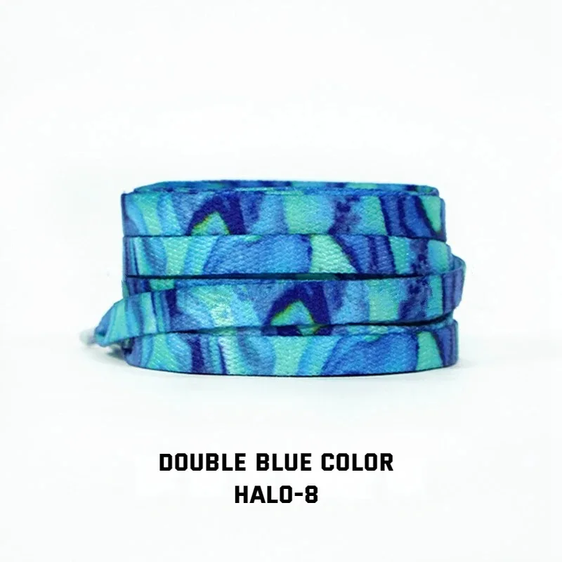 Dazzling Blue Striped Tie-Dye Gradient Flat Shoelaces - Vibrant Unisex Sneaker Laces