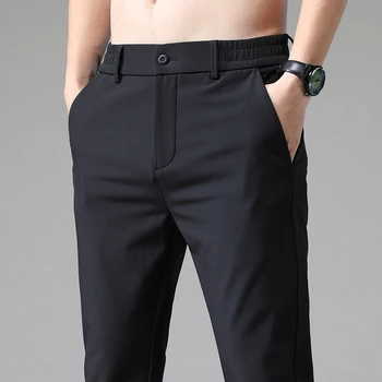 Men's Stretchable Elastic Slim Fit Casual Pants Jogger Business Classic Trousers Male Black Gray Blue Size 28-38 1
