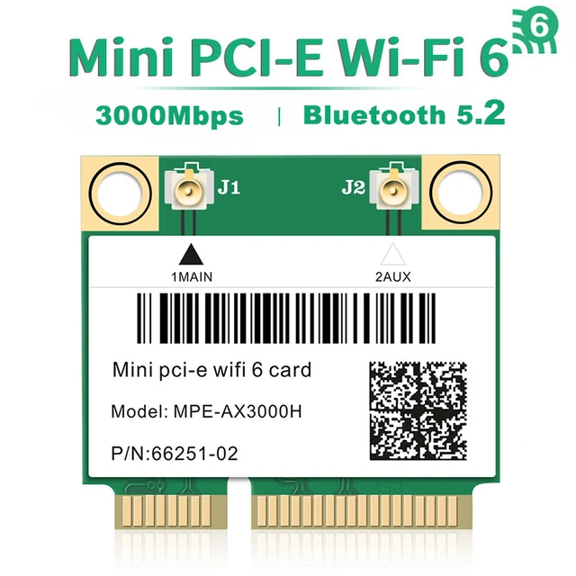 802.11AX WiFi 6 AX200HMW 3000Mbps Mini-PCIE Interface WiFi Adapter with  Bluetooth 5.0 for Windows 10 11 64bit Laptop PCs, 2.4GHz 574Mbps & 5GHz