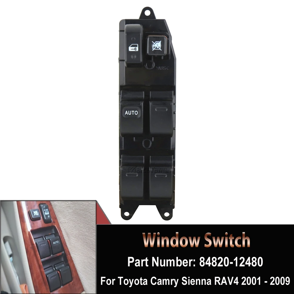

84820-12480 Новый электрический переключатель управления боковым окном для Toyota Camry Sienna RAV4 2001 - 2009 (TO038) 84820-42090