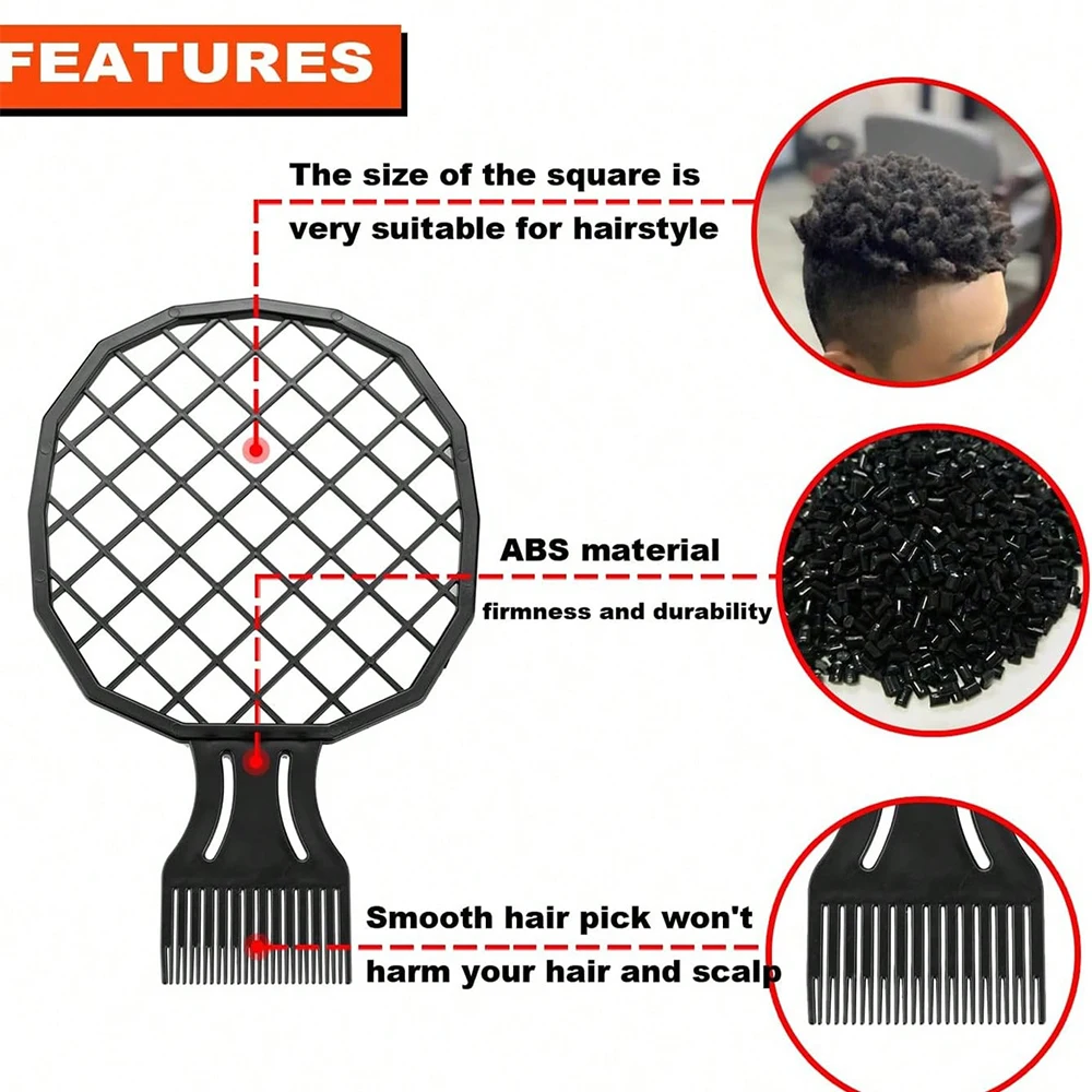 3 teile/satz Haar Styling Gummi Waschbar Afro Curl Schwamm Weiche Haar Spule Welle Dreadlock Natürliche Gabel Kamm Salon Friseur Set – Detail 6
