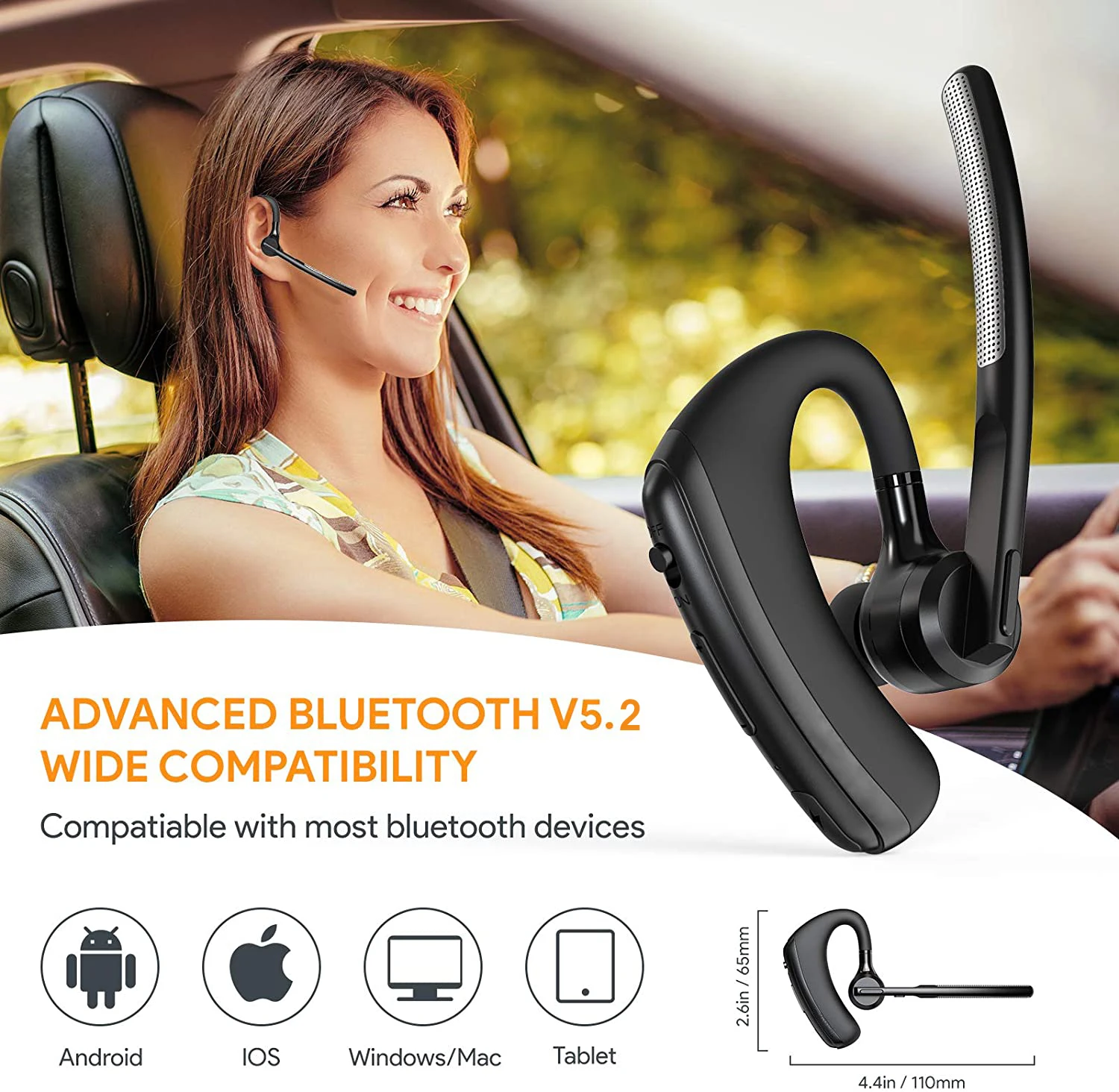 Wireless Headphone Bluetooth Earphones Handsfree Noise Reduction Apt-X HD Dual Mic For All Smart Phones