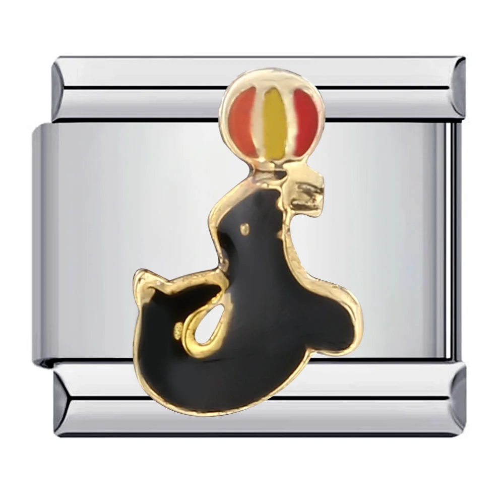 Semkeiyee Turtle Dolphin Frog Duck Shark Italian Charms Fit 9mm Italian Charm Bracelet Women Men DIY Stainless Steel Jewelry 4
