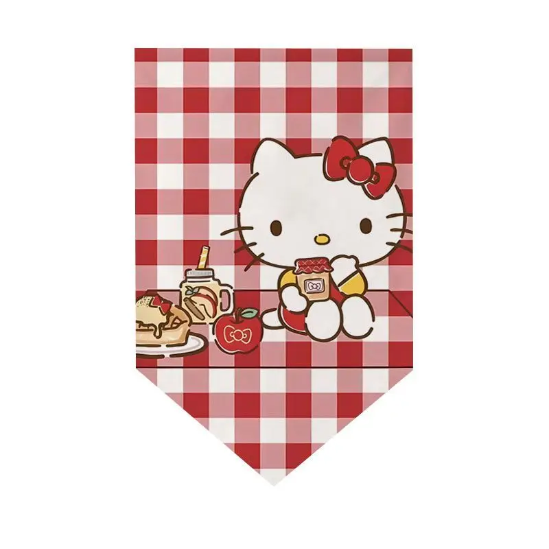 New Sanrio Hello Kitty Triangle Flag Curtain Cute Magic Tape Curtains For Windows Living Room Bedrooms Kitchen Houses Decoration