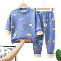 Ensemble pyjama chaud pour enfants, automne hiver, vêtements en velours, costumes pour garçons et filles, pull + pantalon imprimé à la mode, tenues 2 pièces de 1 à 14 ans 3