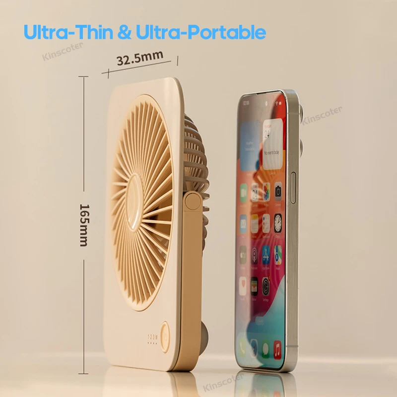 JISULIFE Draagbare Mini USB Ventilator 5000 MAh - 5 Snelheden Zwart