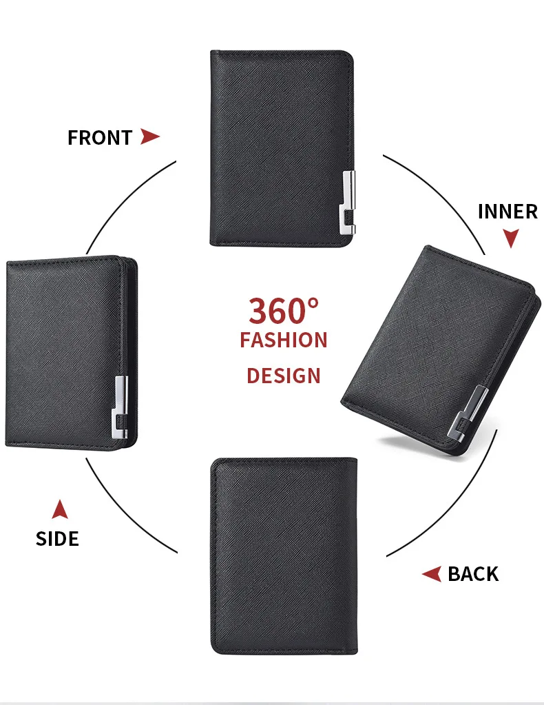 Small Slim Business-Style Wallet - Multiple Card Slots, Credit Card and Driver's License Holder, Geometric In Black Faux Leather