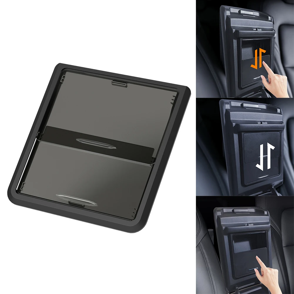 

Ящик для хранения в подлокотнике автомобиля Коробка органайзер центральной консоли для Tesla Model 3/Y ABS прозрачный черный прочный и долговечный аксессуар