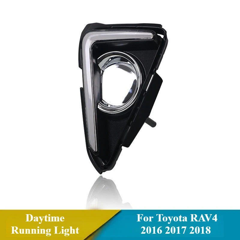 For Toyota RAV4 2016 2017 2018 Car Daytime Running Light LED with Yellow Light Turn Signal Front Bumper Fog Light 12V Daylights detail image 5