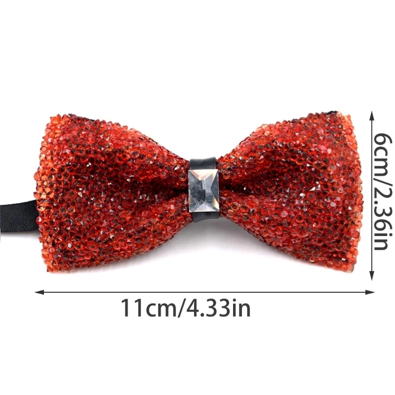Mens Bow Tie Fashion Sparkly Rhinestones Wedding Banquets Party Diamond Neckwear