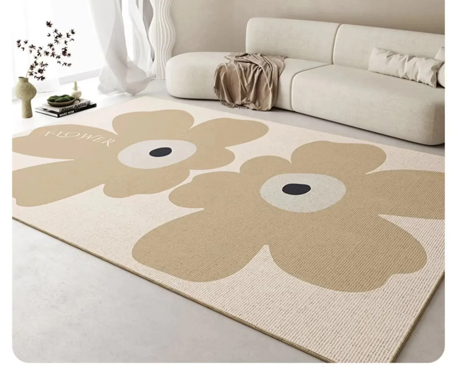VIKAMA Fresh Living Room Carpet Waterproof Non-slip Coffee Table Carpet Large Area of Crystal Velvet Floral Mat floor mat plush rug decorative carpet plush carpet non slip carpet imitated cashmere carpet kids carpet crystal pile rug coral velvet rug plush play mat