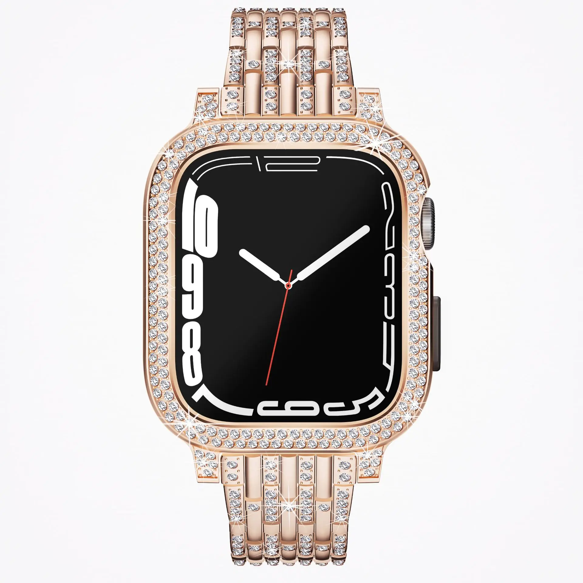 Metal Strap＋Diamond Case For Apple Watch 8 7 45mm 41mm Women's Fashion Bracelet Band iWatch 6 5 4 SE 44mm 40mm Protective shell