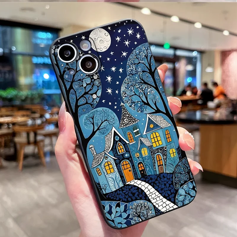 Vintage Art Houses Style Painted Soft Phone Case