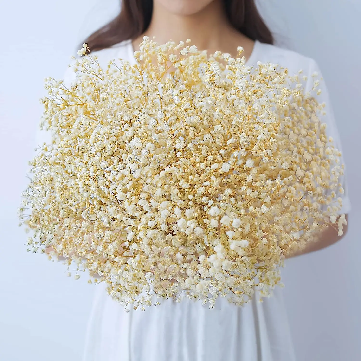 

Ivory White Dried Baby's Breath Bouquet,2000+ Flowers - Home Decor, Weddings, DIY Floral Projects, and Festive Christmas Decor