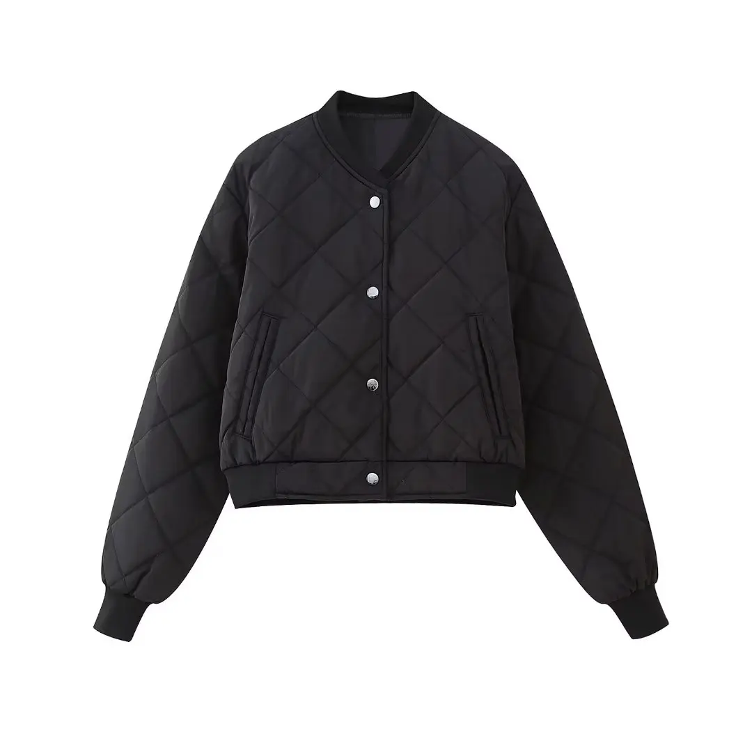 

Women New Fashion Short Thickened Bomber Jacket Coat Vintage Long Sleeve Pocket All-Match Casual Female Outerwear Chic Tops