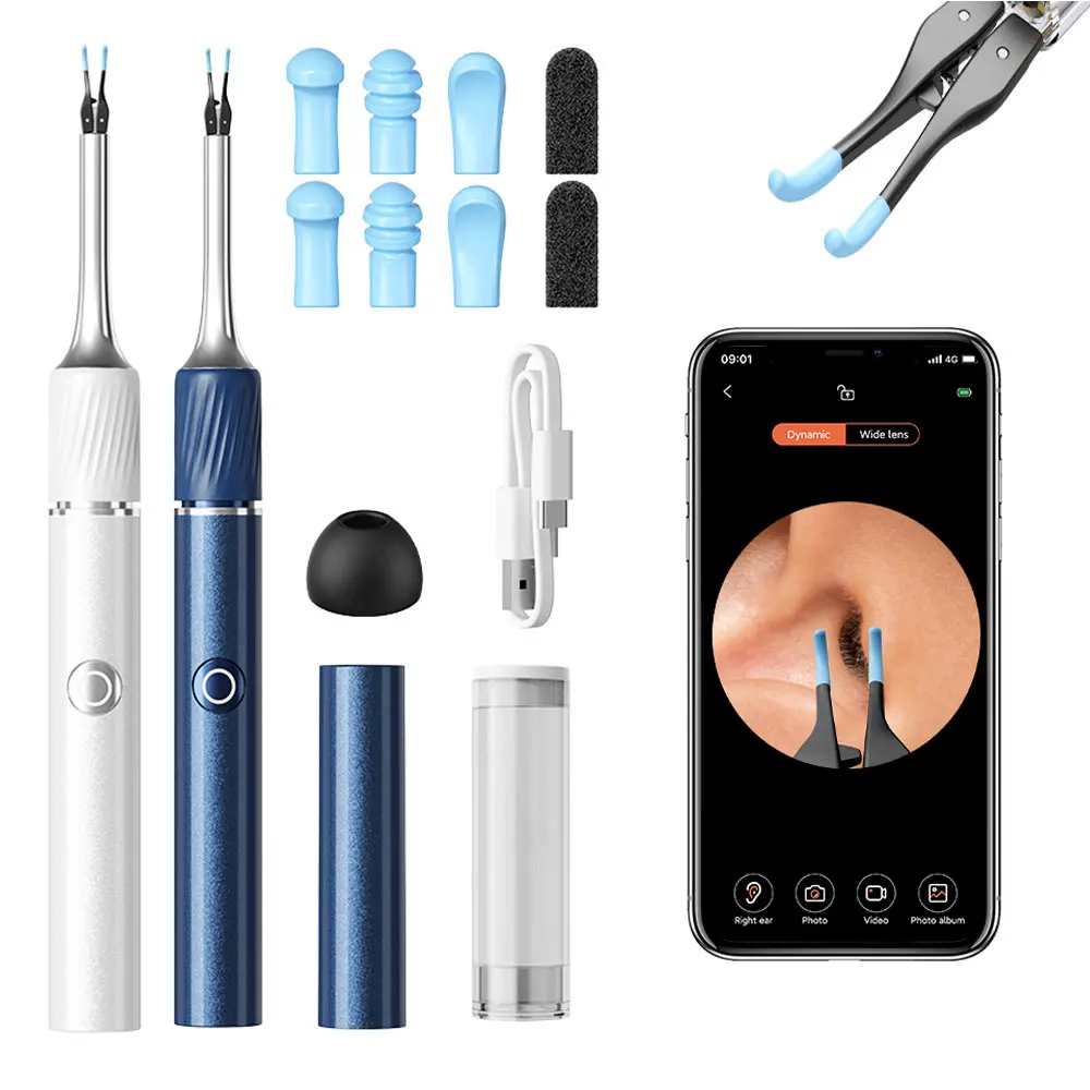 Ear Wax Removal Tool 12MP Camera Omnidirectional Tweezers Wireless 6 Spoon Care