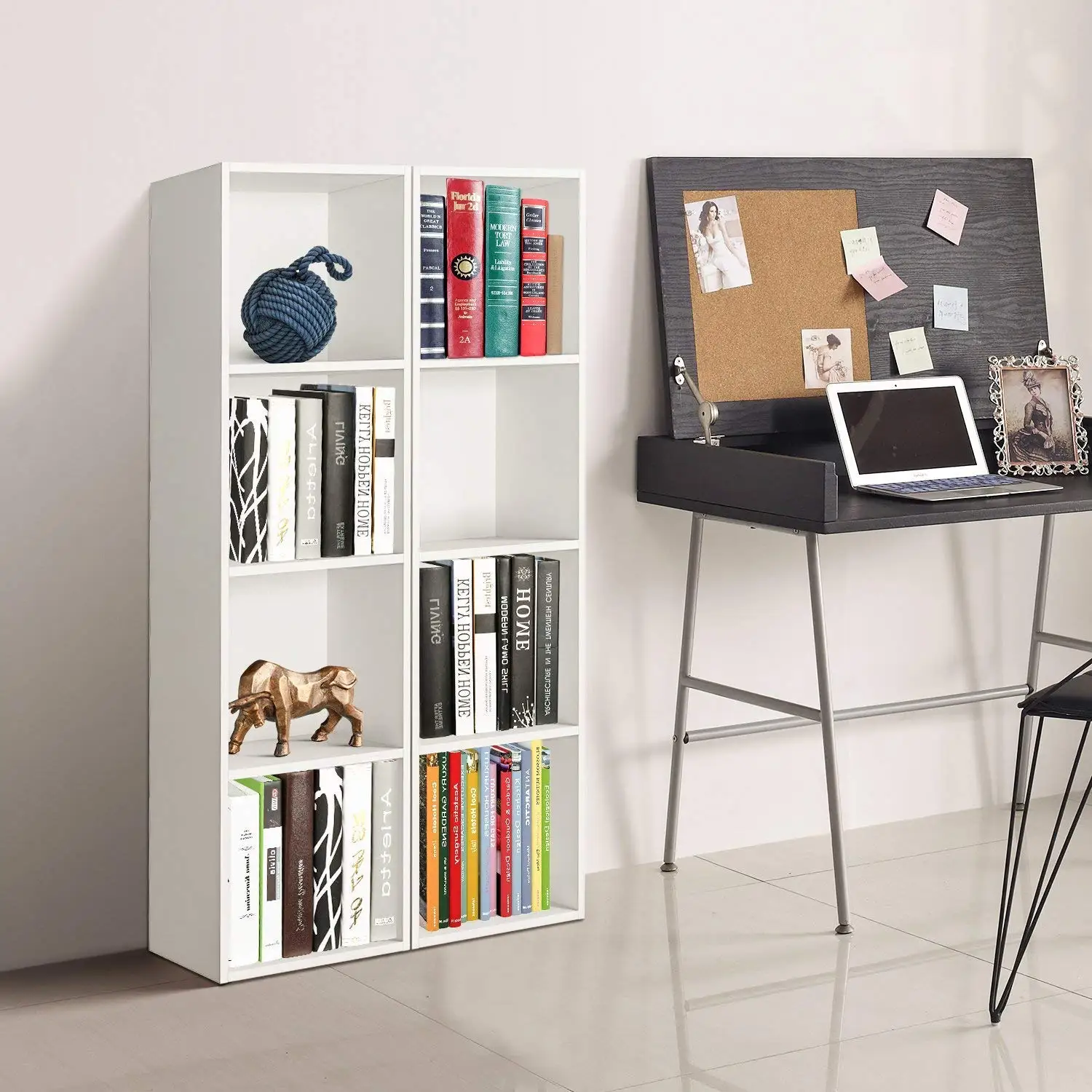Cube Bookcase Display Shelving Storage Bookshelf Room Organizer Cabinet Unit Wood Stand White4 Tier Oak 30 x 30 x 106cm