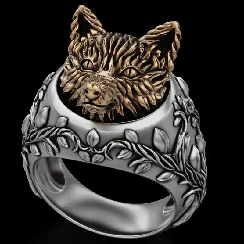 10g 3D Ring With Fox Nature Women Gold Rings  Customized 925 Solid Sterling Silver Rings Many Sizes 6-13