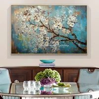 Mintura,Large Handpainted Blue Tree Flower Oil Painting On Canvas,Morden Home Decoration,Art Poster,Wall Picture,Room Decor,Gift 4