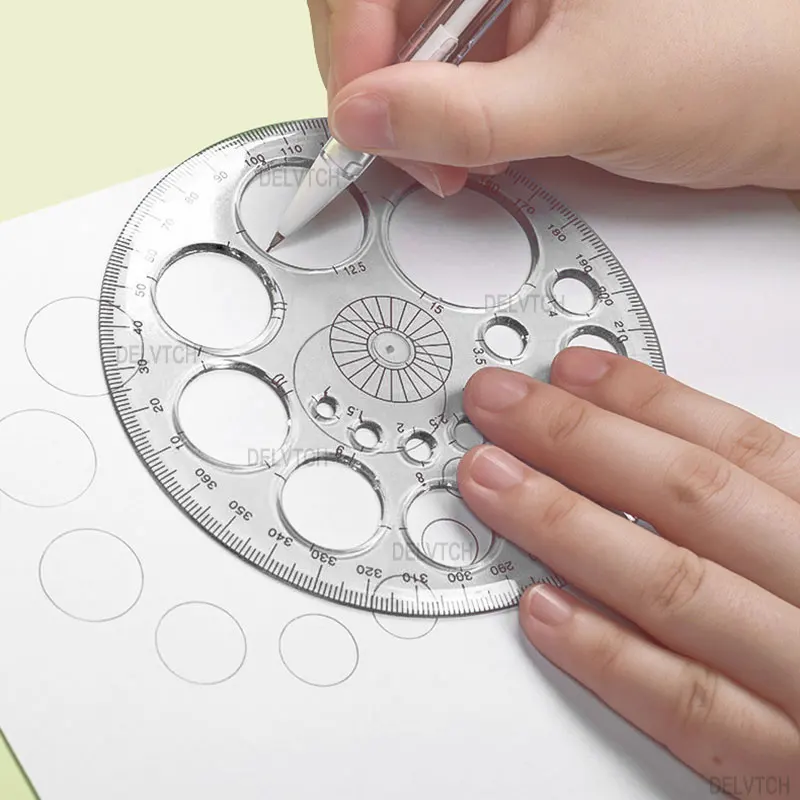 360 학위 전체 원형 악기 각도기 눈금자 그리기 템플릿 수학 건축 제도 예술 디자인을위한 측정 도구