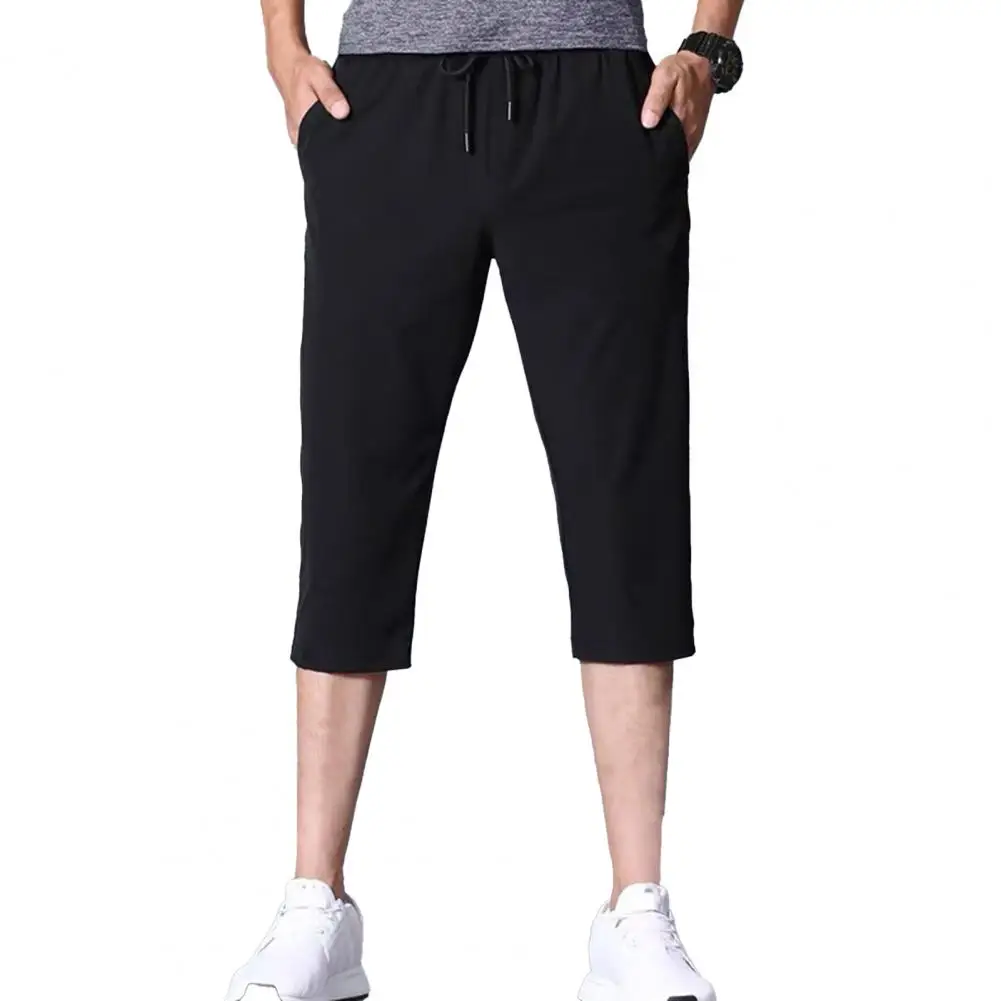

Casual Trousers Mid Rise Polyester 3/4 Pants Elastic Waist Pants