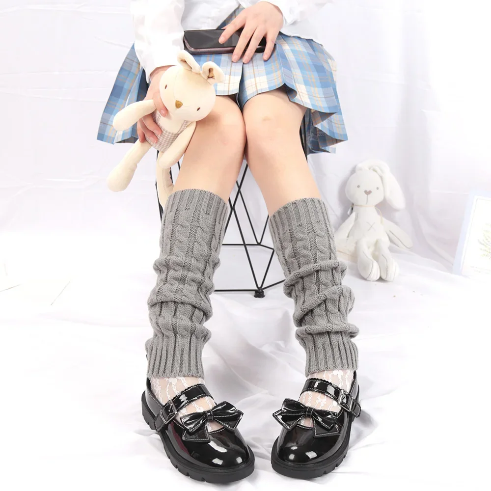 Description Picture 6 of itemWinter Fashion Gaiters Boot Cuffs Woman Thigh High Warm Knit Knitted Knee Socks Black Leg Warmers for Women Christmas Gifts