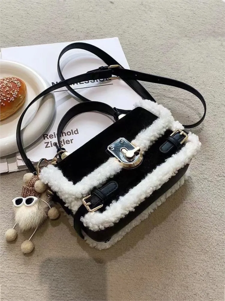 JIAERDI Vintage Bown Messenger Bag Wallet Women Lamb Handle Chic Square Bag Purse Female Fashion Casual Y2k Hand Bag Bolso Mujer