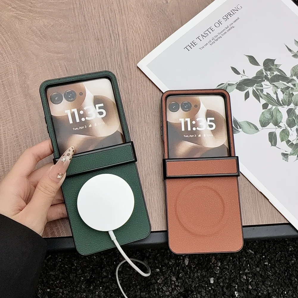 Leather Magnetic Slim Hinge Protective Phone Case