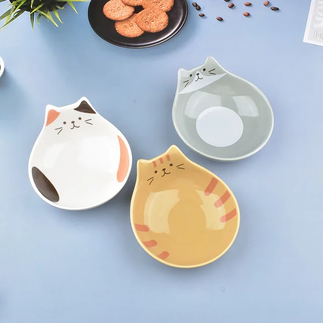 Japanese Cartoon Ceramic Cat Face Salad Bowl Cat Shape Dessert Rice Bowl Children's Tableware Home Kitchen Supplies Dinnerware 2