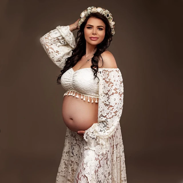 Maternity Dresses Lace Maternity Pography Dress Clothes For Pregnant Women  Wedding Maternity Gown Po Shoot Boho Style Accessories 230516 From Lian08,  $150.94