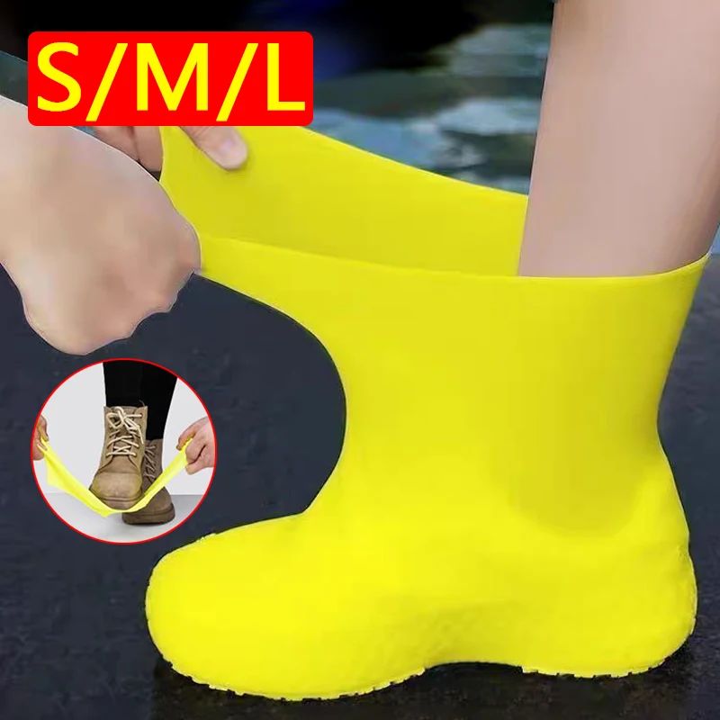 WaterproofShoeCoversSiliconeReusableAntiSlipRainBootsUnisex