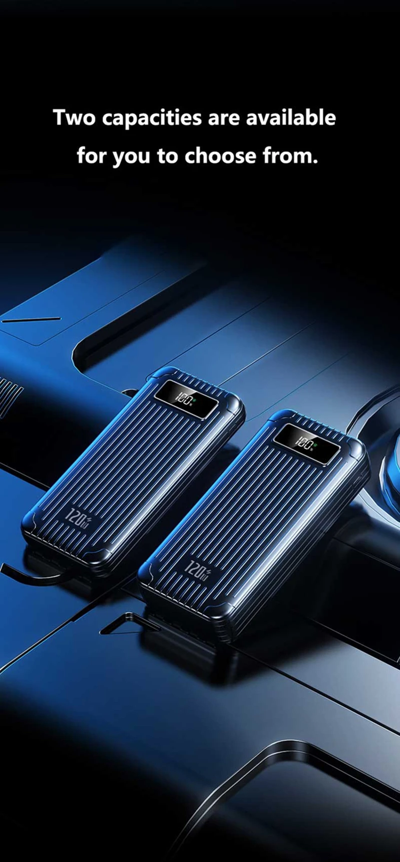 High Capacity Power Bank 100000mah Super Fast Charging With Cables_voghion.com