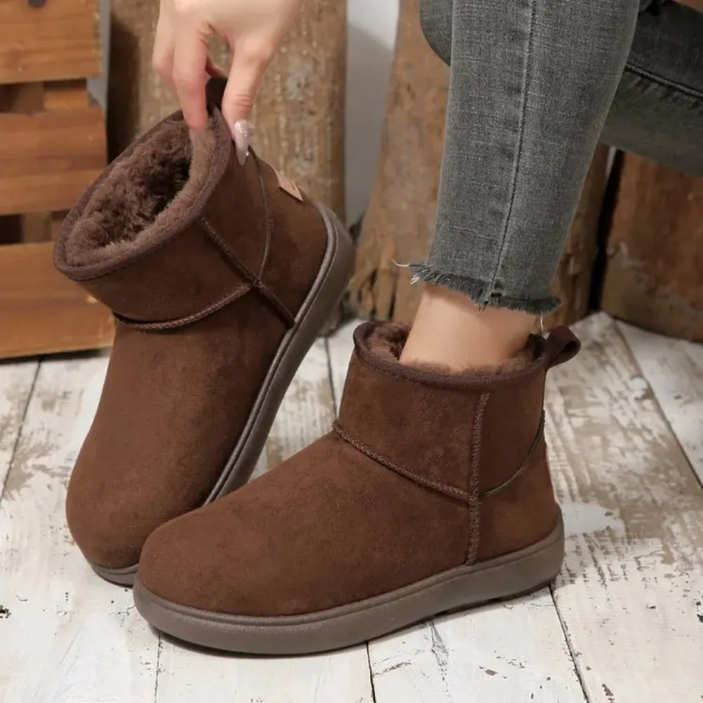 2025 Fashion Winter Brown Short Boots New Platform Shoes Push Size Ankle Boots for Women Waterproof and Warm Snow Boots